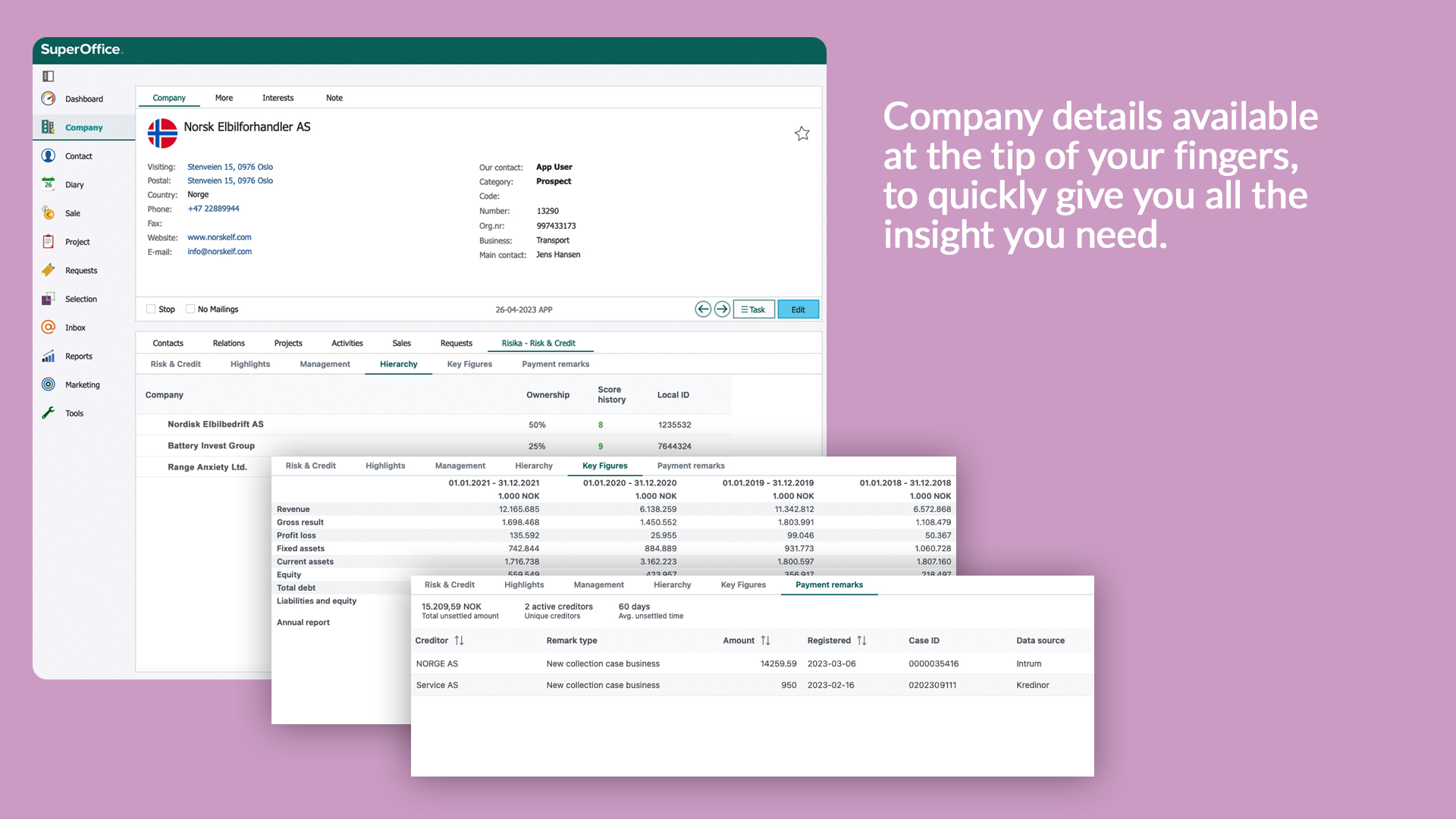 2 Up-to-date company details from Risika adds the ultimate insight in SuperOffice.