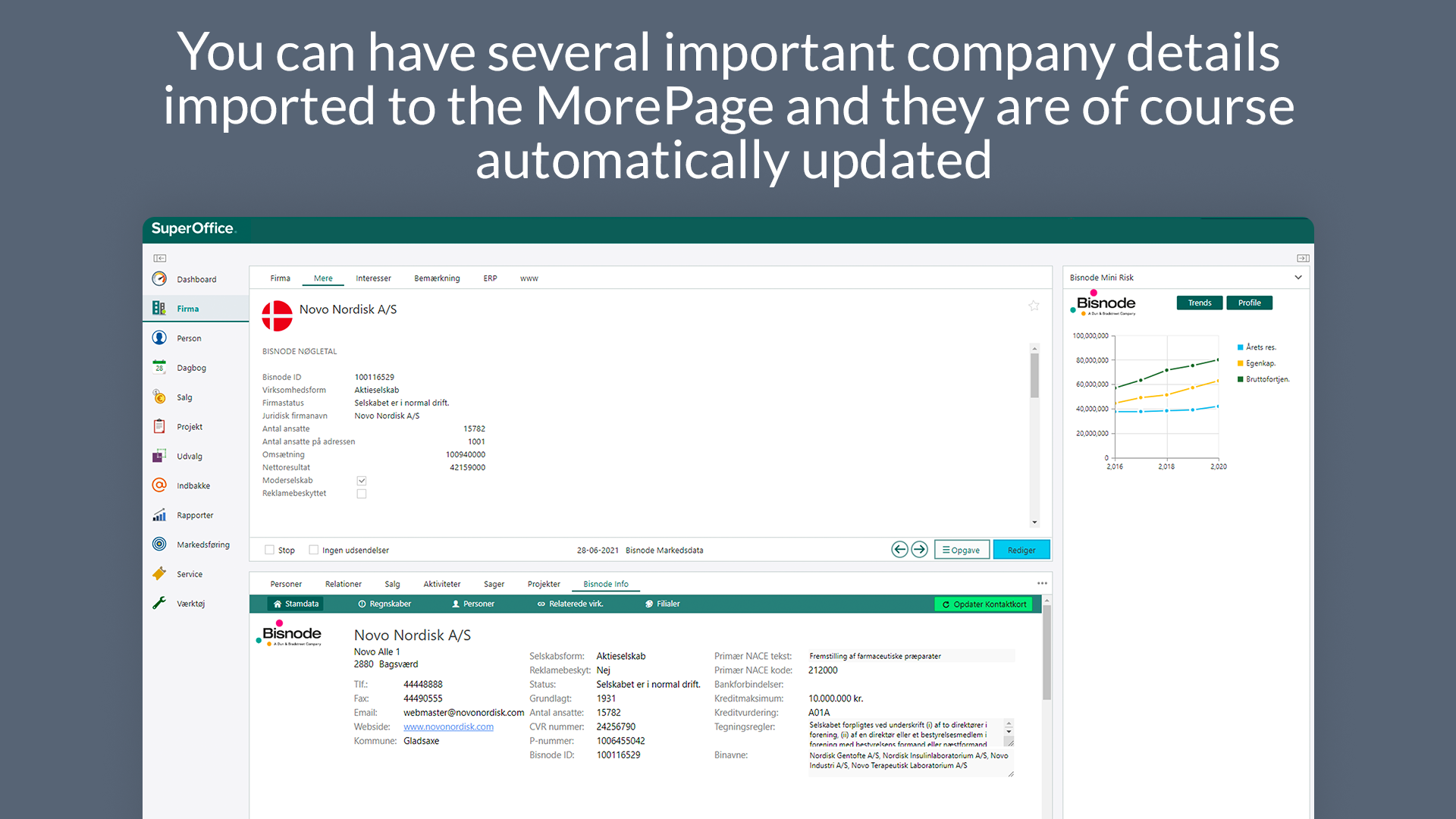 6 You can have several important company details imported to the MorePage and they are of course automatically updated. .png