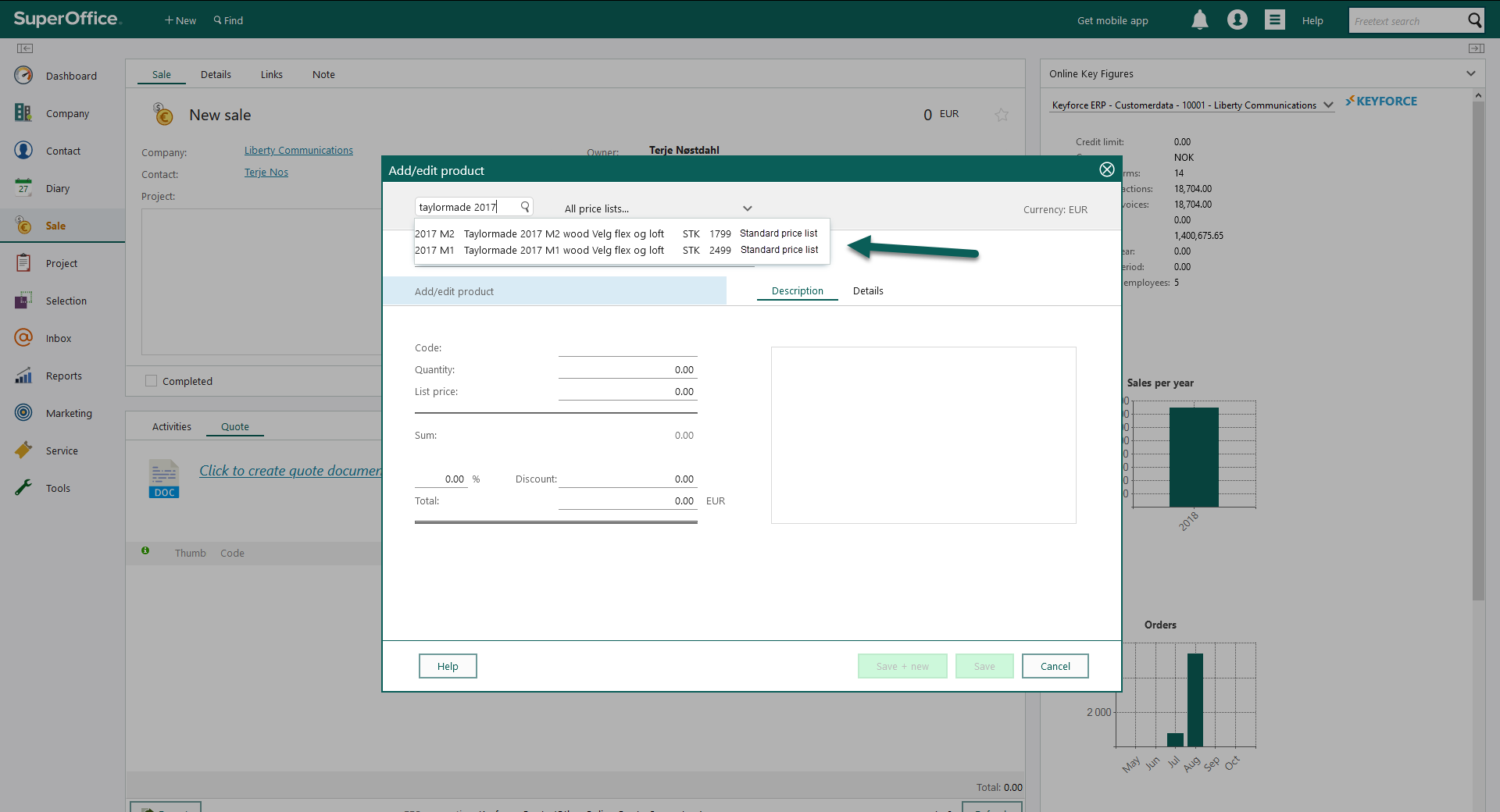 3. The products are fetched directly from the ERP system with correct price and rules for discounts