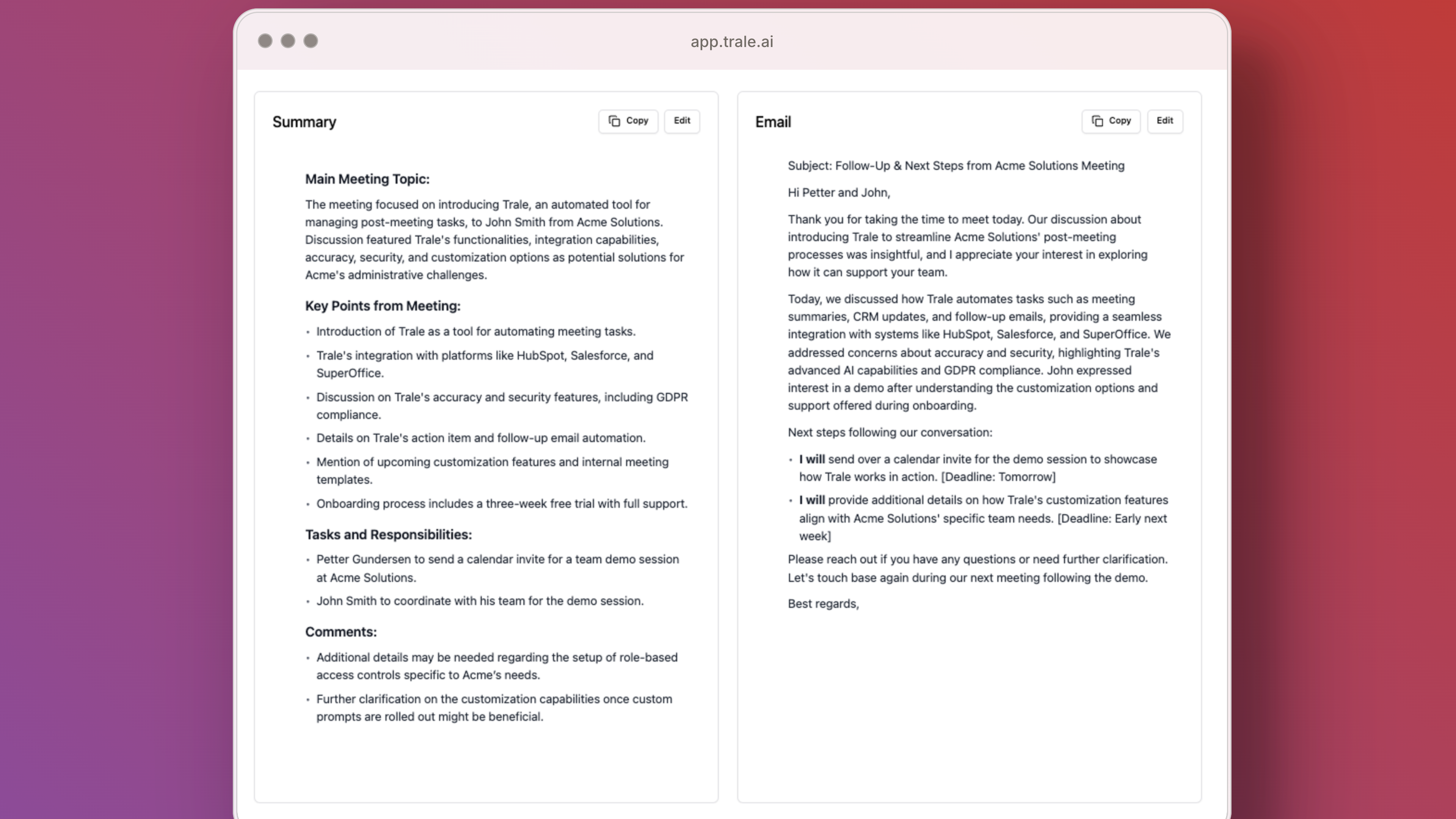Get Summaries and Follow-Up E-Mails