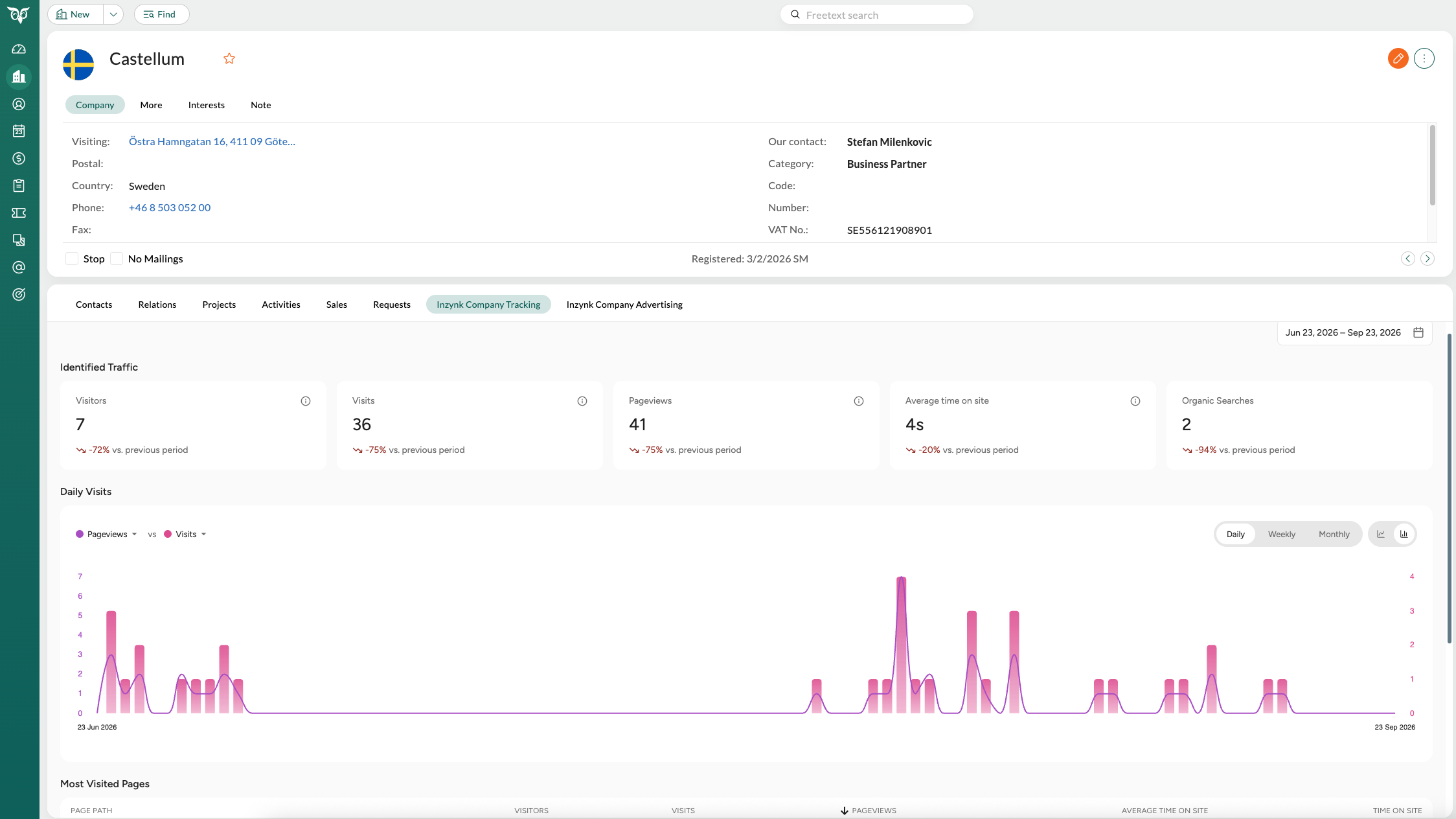 company tracking details