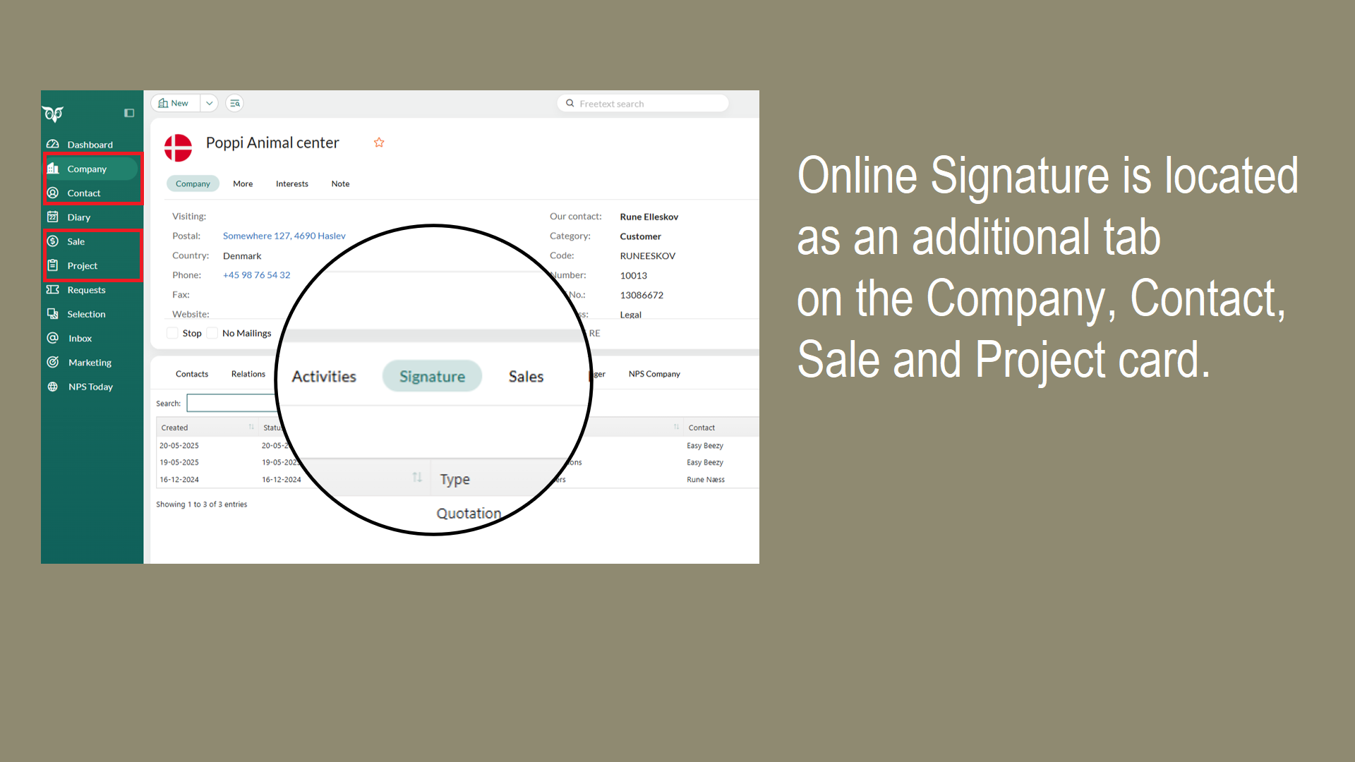 Online Signature Tab