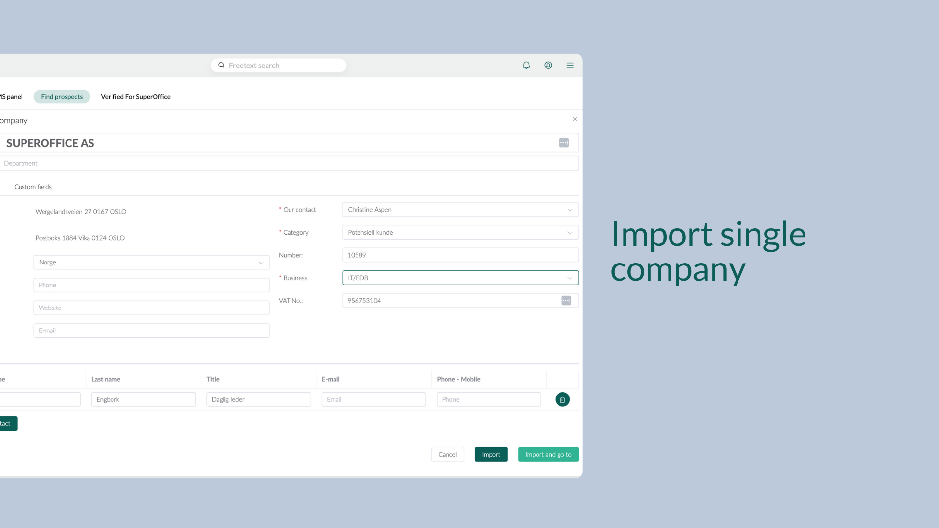 Import Single Company