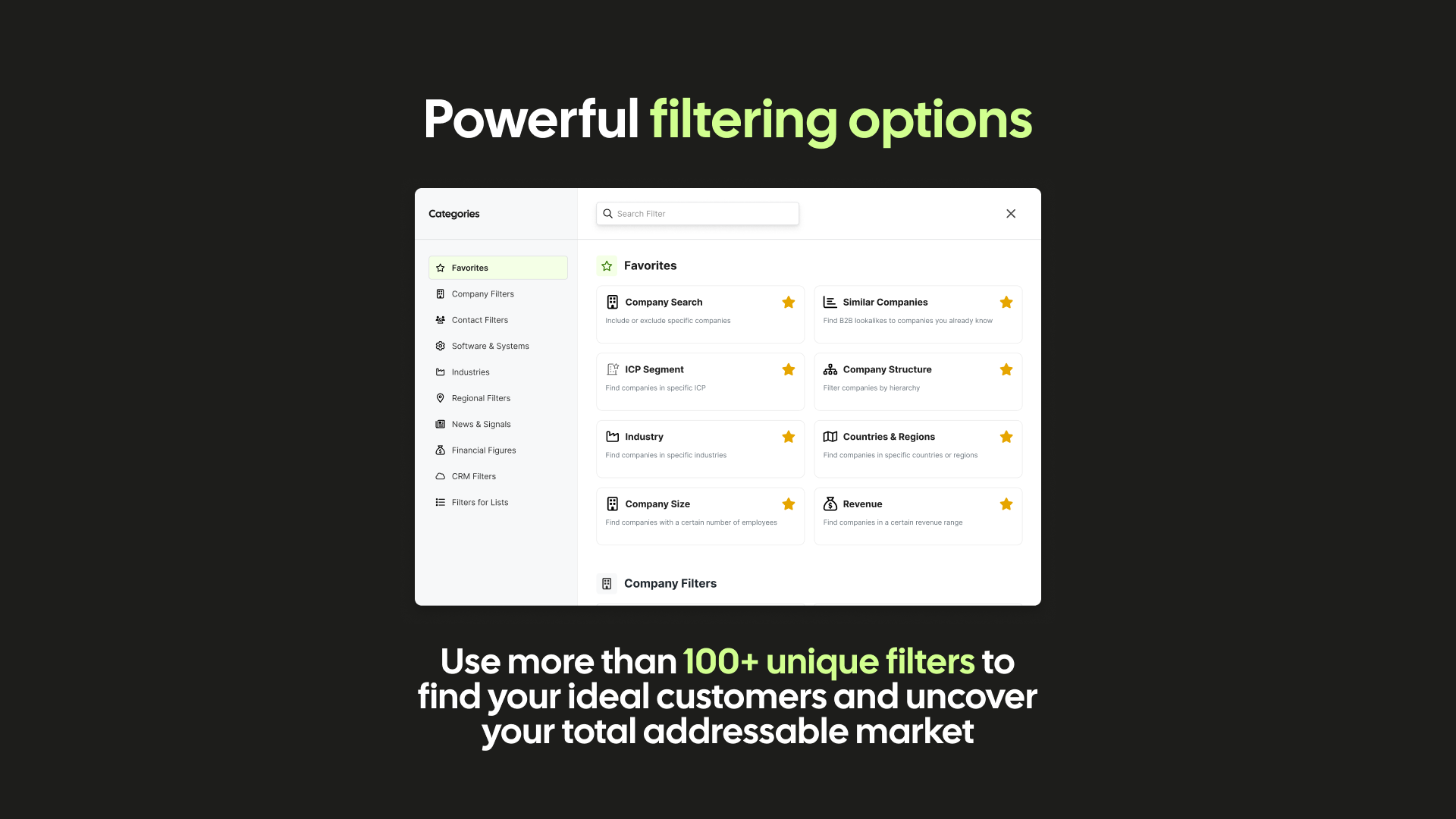 filtering options