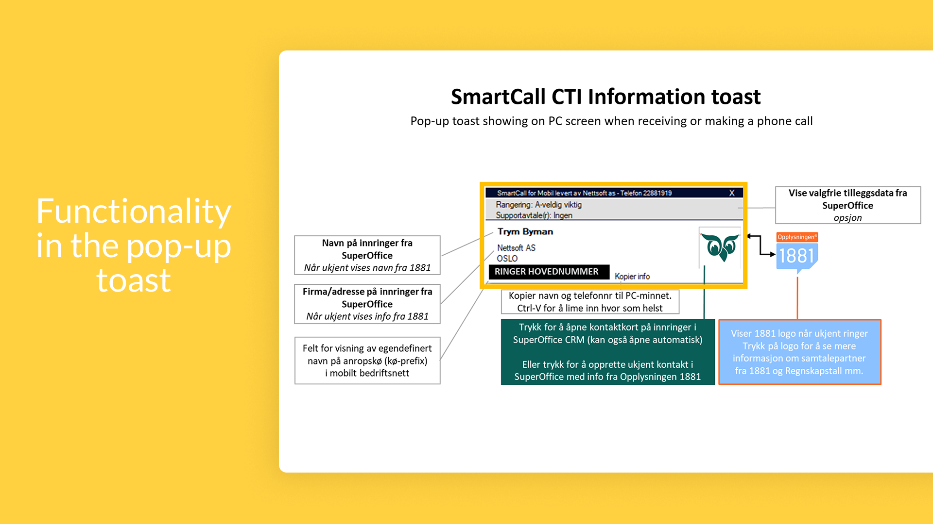 Explaining outbound and inbound calling features