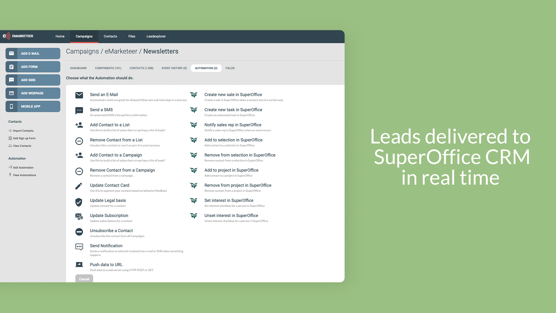 Leads delivered to SuperOffice in real time