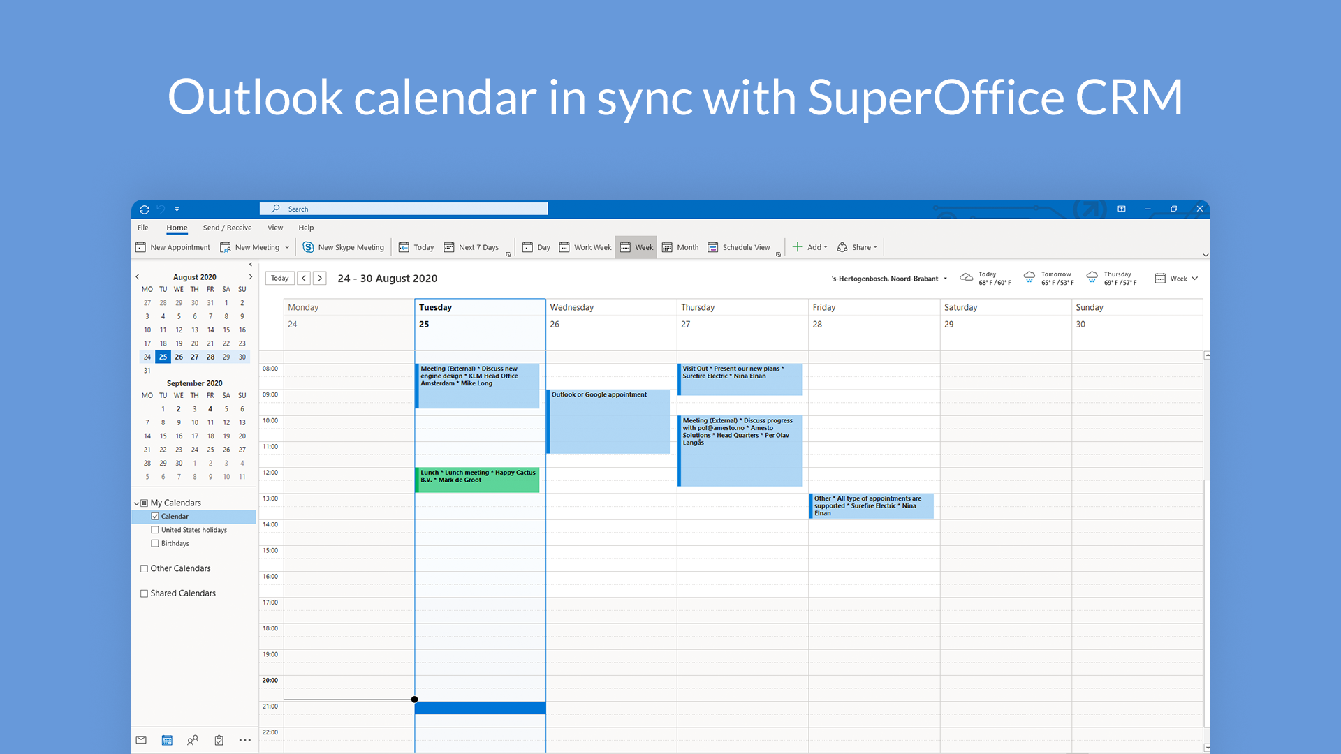 Outlook calendar in sync with SuperOffice CRM