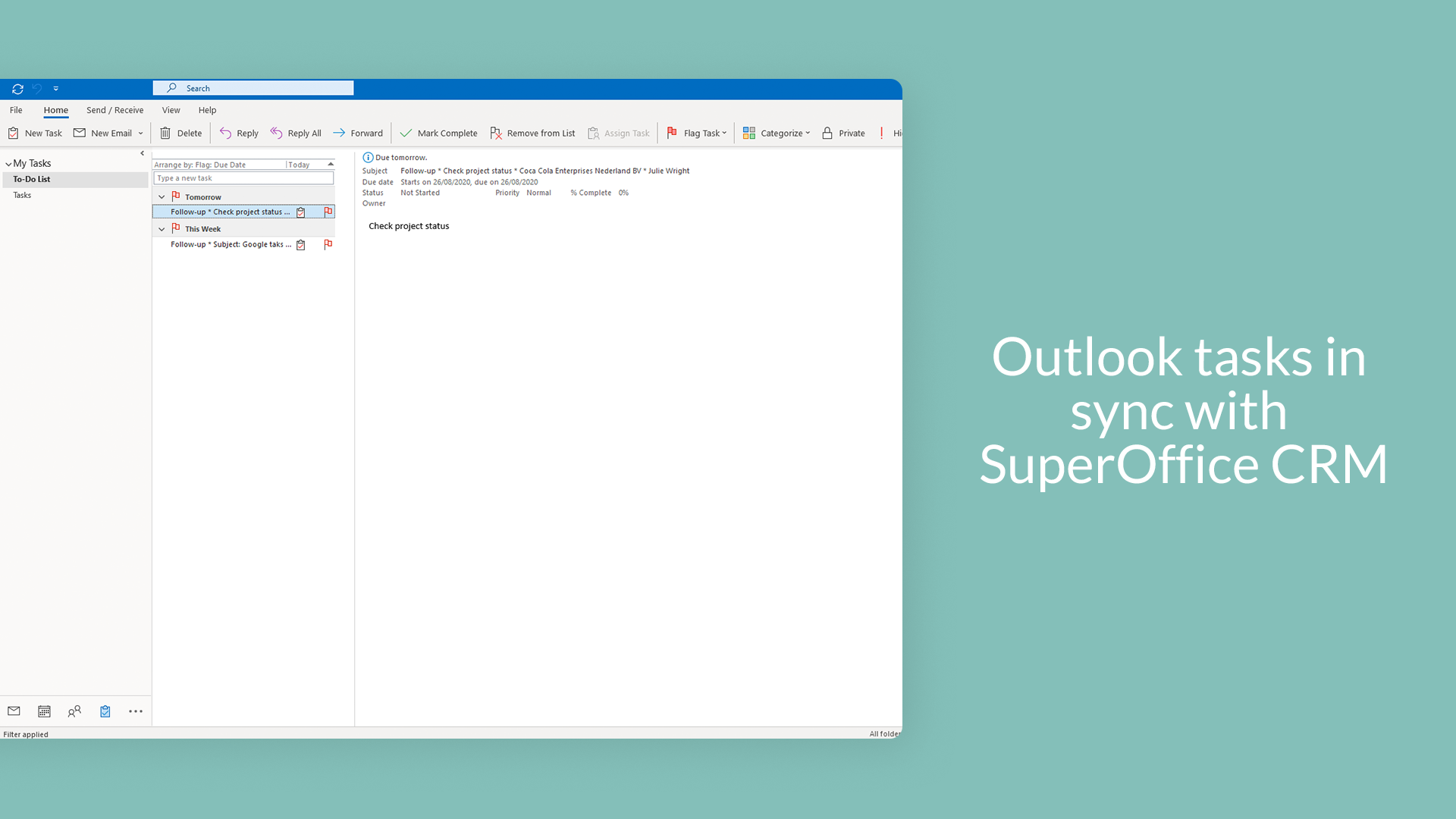 Outlook tasks in sync with SuperOffice CRM