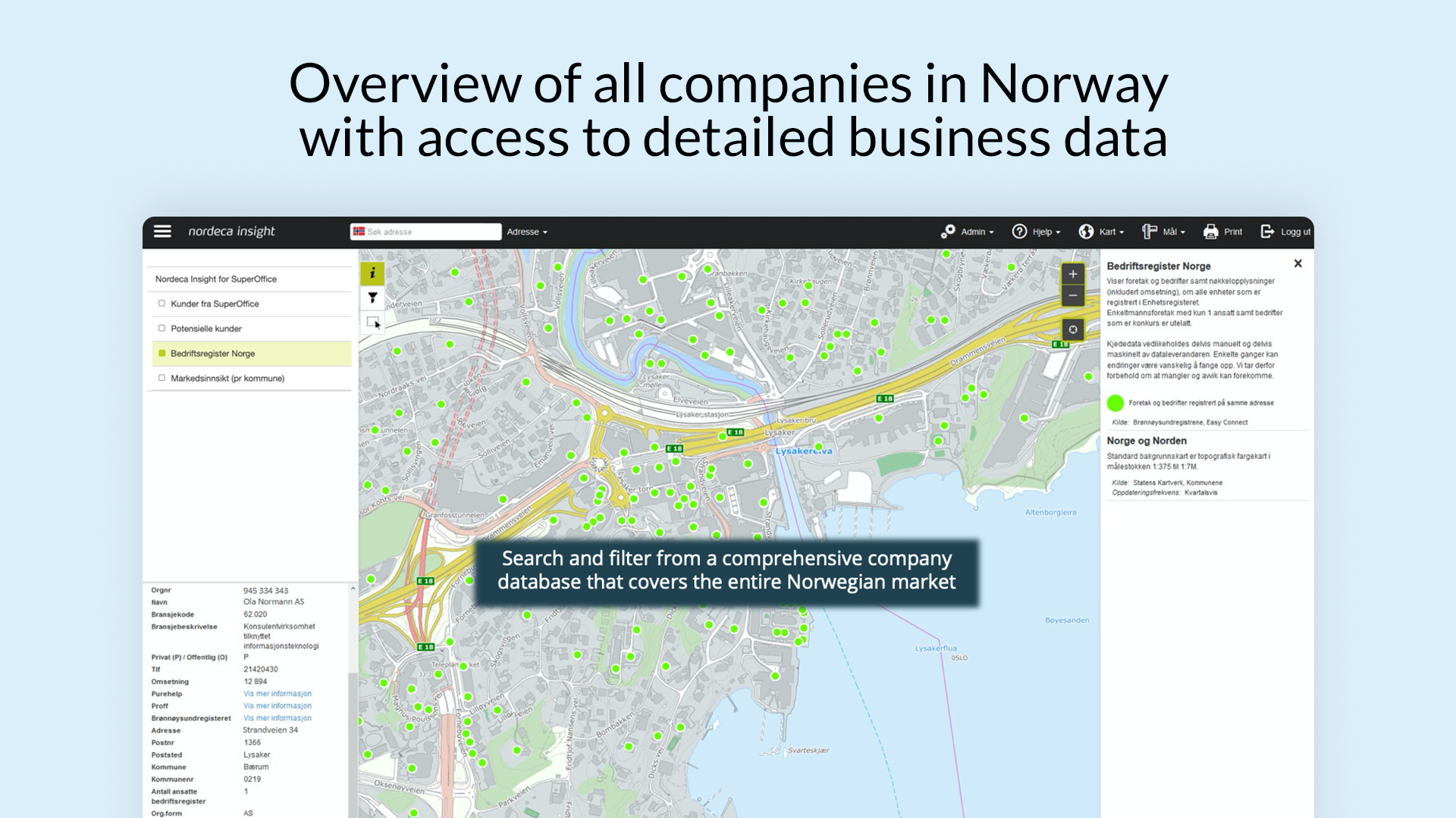 Overview of all companies in Norway with access to detailed business data