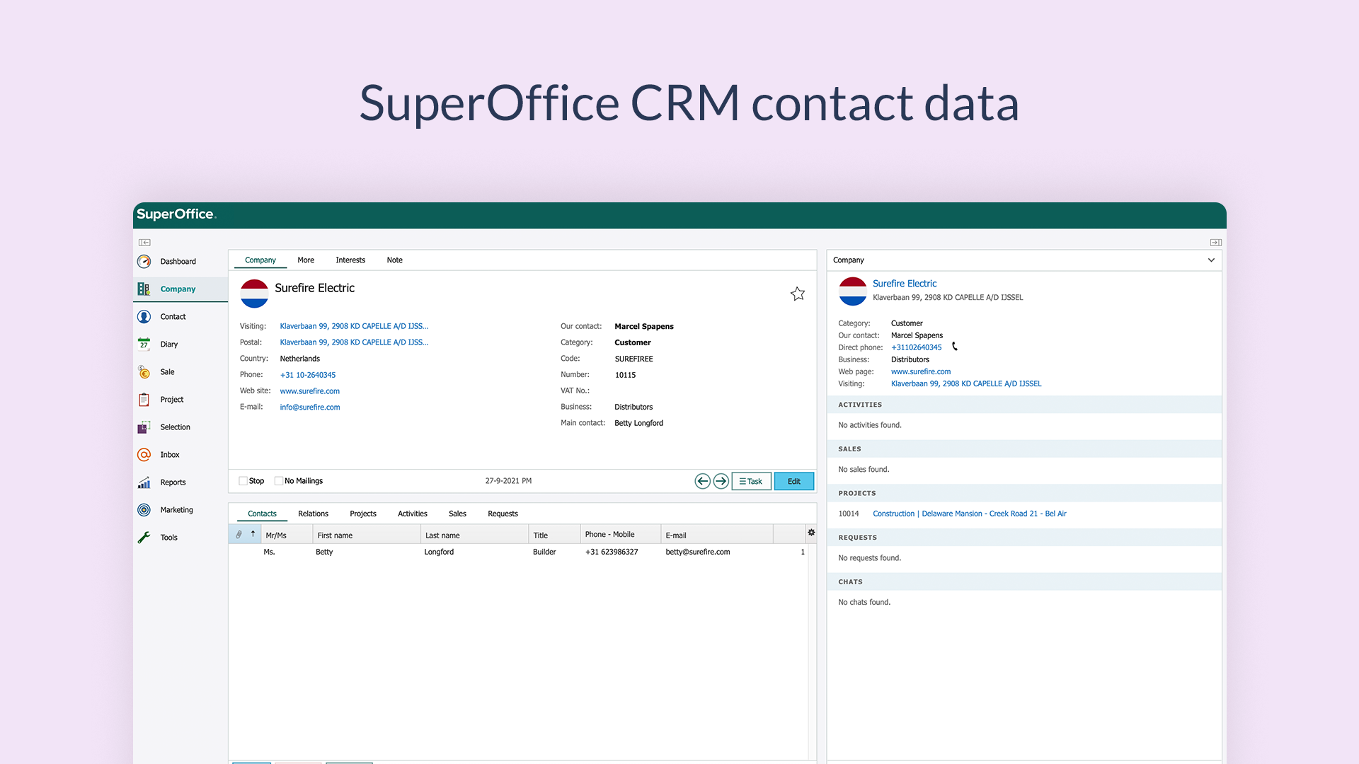 SuperOffice CRM contact data